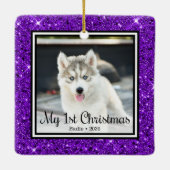子犬の最初のクリスマス2枚の写真 セラミックオーナメント (裏面)