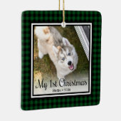 子犬の最初のクリスマス2枚の写真 セラミックオーナメント (右)