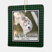 子犬の最初のクリスマス2枚の写真 セラミックオーナメント (左)
