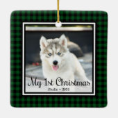 子犬の最初のクリスマス2枚の写真 セラミックオーナメント (裏面)