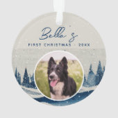 子犬の最初のクリスマス 冬の森の犬の写真 オーナメント (裏面)