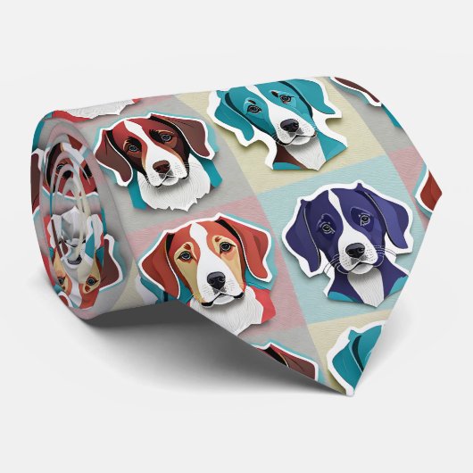 子犬の模様のネックタイ ネクタイ (ロール)