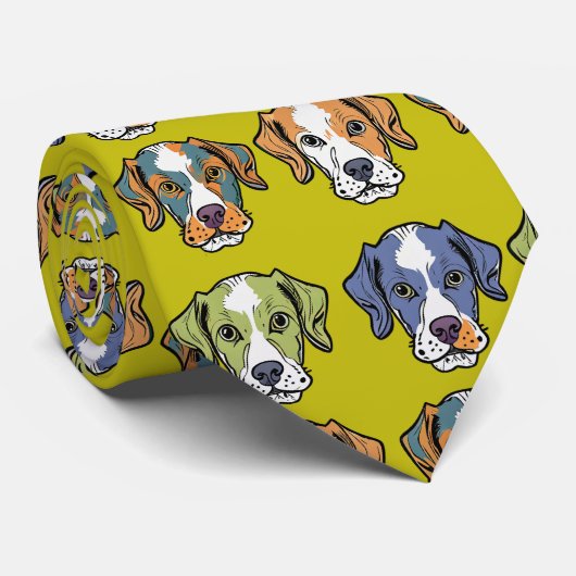 子犬の模様のネックタイ ネクタイ (ロール)