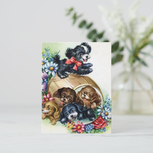 子犬の樽 ポストカード (スタンド正面)