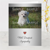 子犬の死を悼む哀悼の写真 カード (黄色い花)
