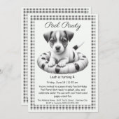 子犬の水遊び誕生日プールパーティー招待状 招待状 (正面/裏面)