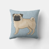 子犬の犬の犬かわいい漫画のイラストレーションブルー クッション (裏面)