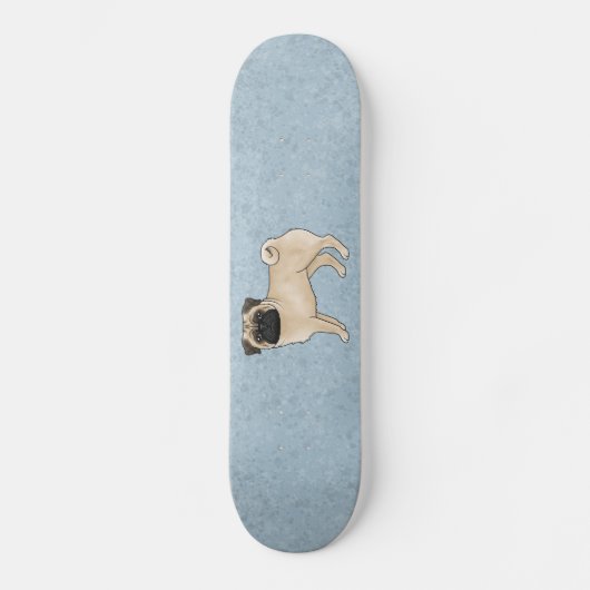 子犬の犬の犬かわいい漫画のイラストレーションブルー スケートボード (正面)