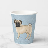子犬の犬の犬かわいい漫画のイラストレーションブルー 紙コップ (正面)