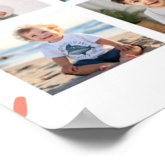 子犬の男の子の誕生日写真マイルストーンサインドッグパーティー ポスター (角)