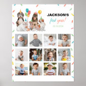 子犬の男の子の誕生日写真マイルストーンサインドッグパーティー ポスター (正面)