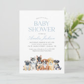 子犬の男の子の赤ちゃんシャワー 招待状 (スタンド正面)