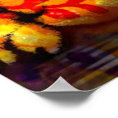 子犬の目の抽象芸術お洒落フローラオレンジ ポスター (角)