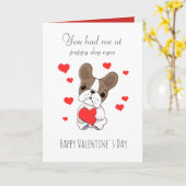 子犬の目をしたバレンタインカード カード (黄色い花)