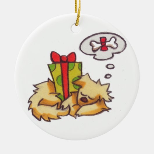 子犬の睡眠の*Customizable*の休日のオーナメント セラミックオーナメント (正面)