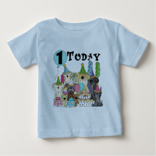 子犬の第1誕生日の強打のTシャツおよびギフト ベビーTシャツ
