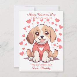 子犬の絵のカードで、子供が母への愛情を表現する最高のバレンタインデーのプレゼント シーズンカード