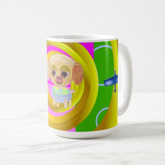 子犬の航空アニメ コーヒーマグカップ (正面右)