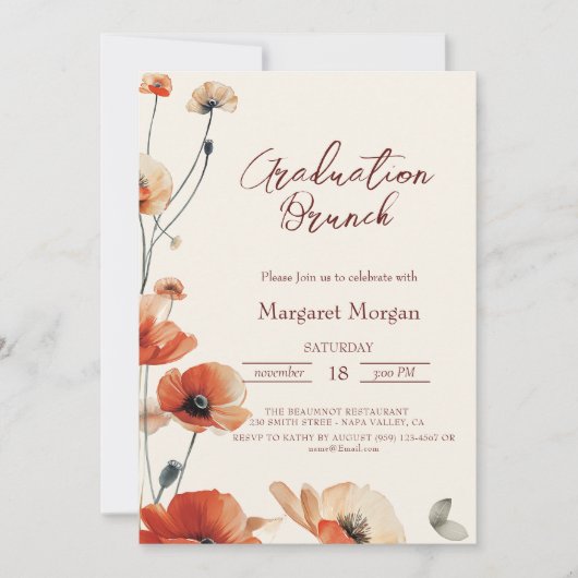 子犬の花フローラブランチと花嫁 招待状 (正面)