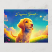 子犬の花ブライト感動的おもしろい野犬 ポストカード (正面)