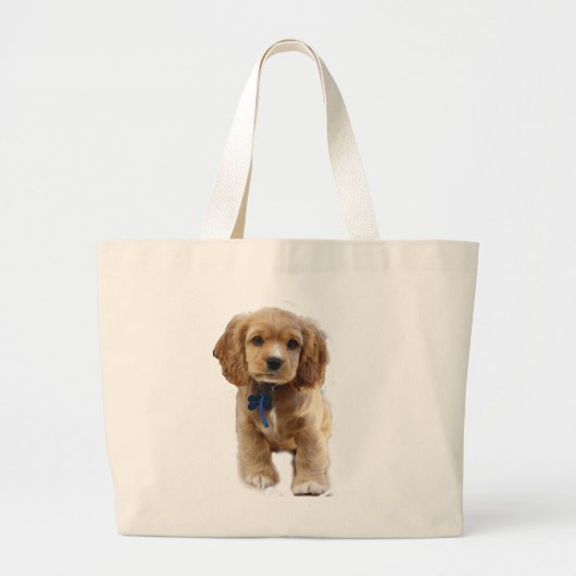 子犬の芸術 ラージトートバッグ (正面)