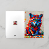 子犬の表現抽象芸術動物アートデザイン 箔グリーティングカード (外側レイダウン)