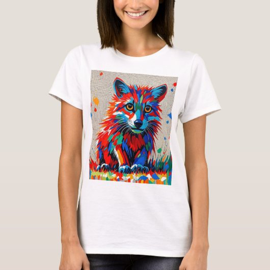 子犬の表現抽象芸術動物アートデザイン Tシャツ (正面)