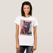 子犬の表現抽象芸術動物アートデザイン Tシャツ (正面フル)