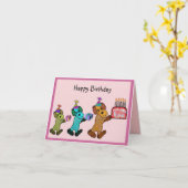 子犬の誕生日おもしろい カード (黄色い花)