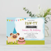 子犬の誕生日のパーティーの招待状 招待状 (スタンド正面)