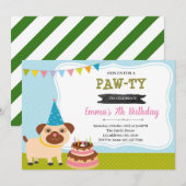 子犬の誕生日のパーティーの招待状 招待状 (正面/裏面)