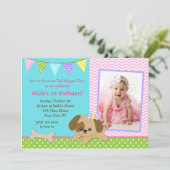 子犬の誕生日の招待状 招待状 (スタンド正面)