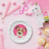 子犬の誕生日の紙皿の足tyのピンクの女の子の後をつけて下さい ペーパープレート (パーティー)