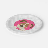 子犬の誕生日の紙皿の足tyのピンクの女の子の後をつけて下さい ペーパープレート (アングル)