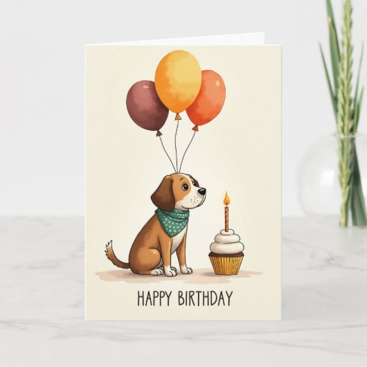 子犬の誕生日アートカード カード (正面)