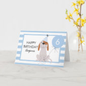 子犬の誕生日カード任意の年齢 カード (黄色い花)