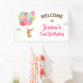 子犬の誕生日バナーパティ風船ガールピンク 横断幕 (インサイチュ)