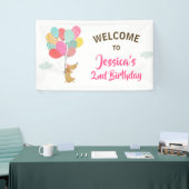 子犬の誕生日バナーパティ風船ガールピンク 横断幕 (トレードショー)