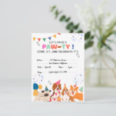 子犬の誕生日パーティパピーポーティ招待状 案内状 (スタンド正面)