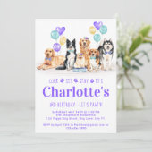 子犬の誕生日パーティパープルガール 招待状 (スタンド正面)