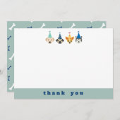 子犬の誕生日パーティーありがとうノートカード サンキューカード (正面/裏面)