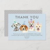 子犬の誕生日パーティーありがとう サンキューカード (正面/裏面)