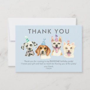 子犬の誕生日パーティーお礼カード サンキューカード