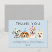 子犬の誕生日パーティーお礼カード サンキューカード (正面/裏面)