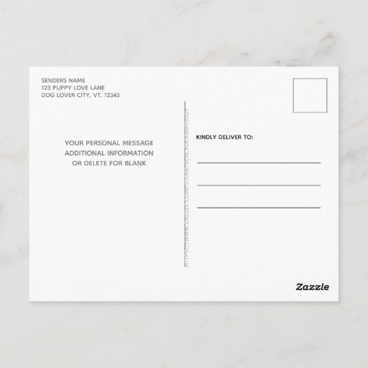 子犬の誕生日パーティーかわいいペットの写真招待状 ポストカード (裏面)