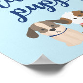 子犬の誕生日パーティーのサイン子犬の青を採用 ポスター (角)