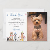 子犬の誕生日パーティーのサンキューカード写真 招待状 (正面)