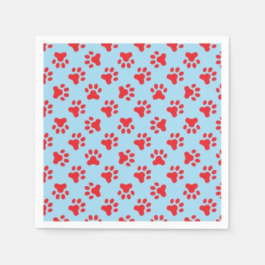 子犬の誕生日パーティーのナプキンス青い赤い手のプリント スタンダードカクテルナプキン (正面)