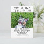 子犬の誕生日パーティーの写真 招待状 (スタンド正面)