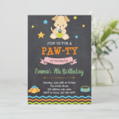 子犬の誕生日パーティーの招待状 招待状 (スタンド正面)